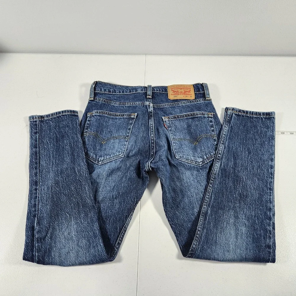 Levis 512 Slim Taper‎ Jeans Mens 29x30 Dark Wash Blue Stretch Denim